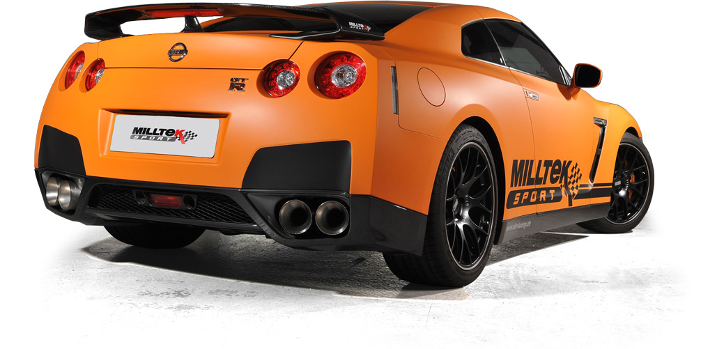 Milltek's Orange R35 Nissan GT-R on the race track